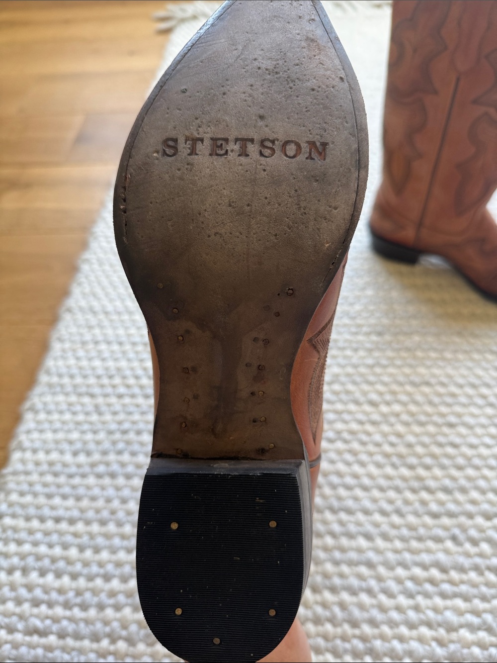 Stetson Tan Brown Western Embroidered Leather Boots - Picture 3 of 3